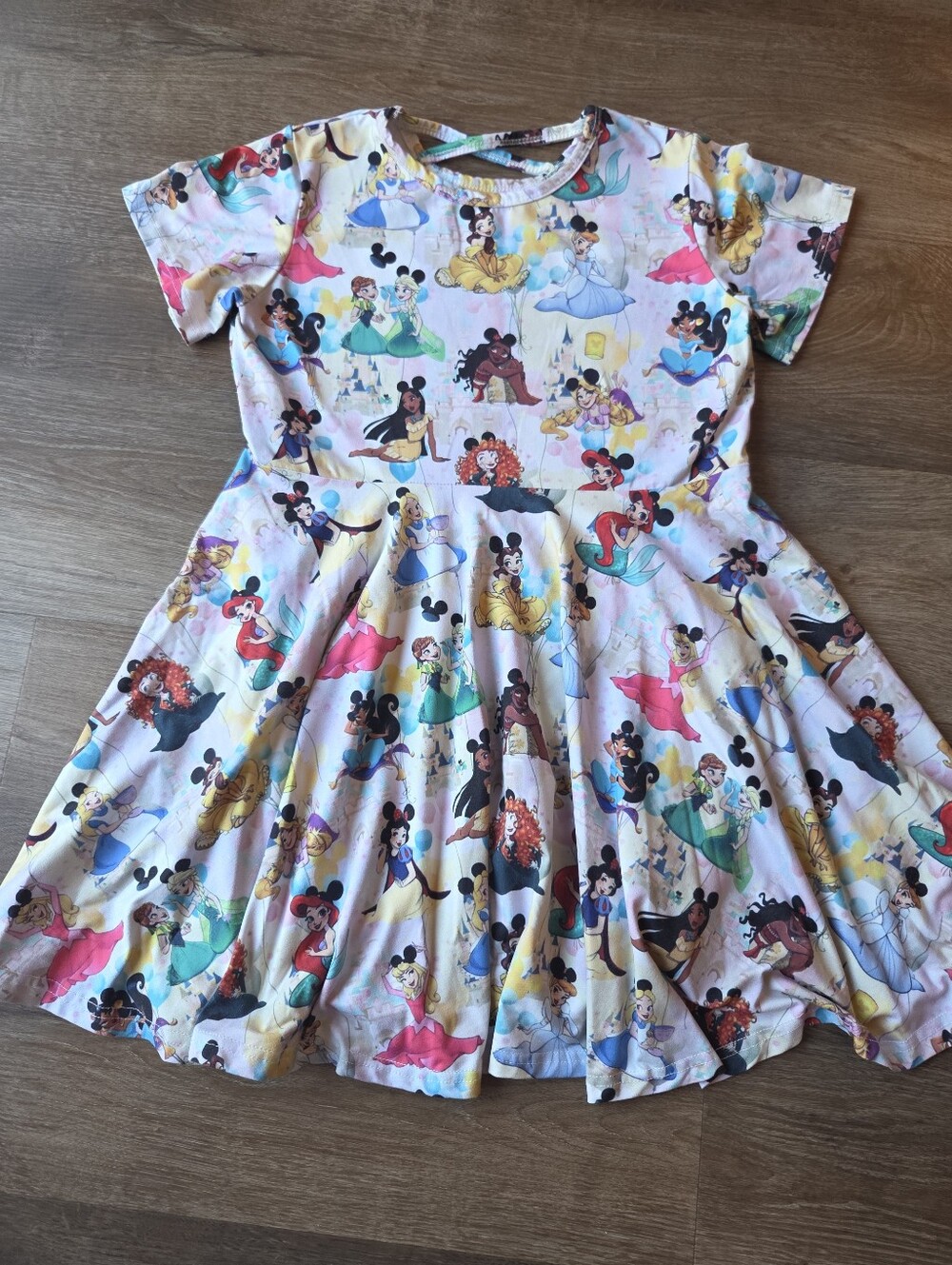 Disney Princess Mickey Ears Disney Parks Girls Dress Short Sleeve All Over Print